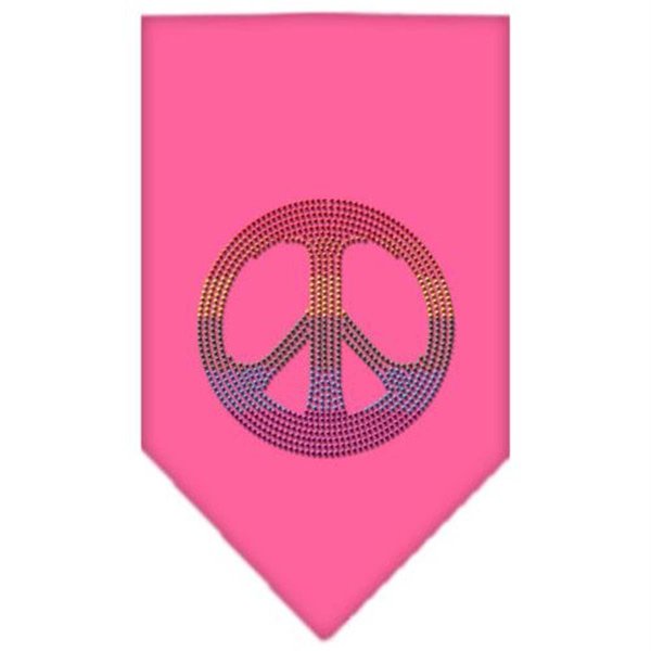 Unconditional Love Rainbow Peace Sign Rhinestone Bandana Bright Pink Small UN760779